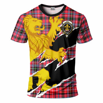 Udny Tartan Crest Scottish T-Shirt Heraldic Golden Lion