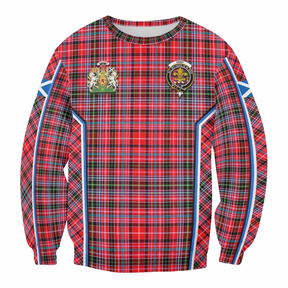 Udny Tartan Crest Sweatshirt Scotland Coat of Arm Flag Style - Tartan Vibes Clothing
