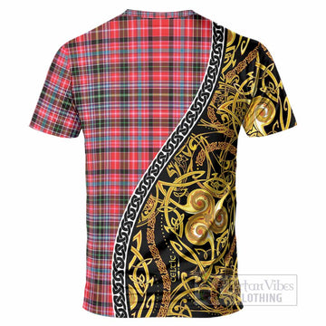 Udny Tartan Crest T-Shirt Celtic Knot and Triple Trickle Spiral Symbols