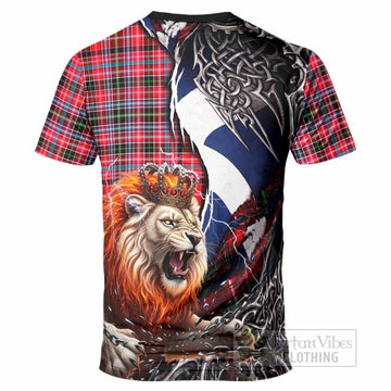 Udny Tartan Crest T-Shirt Heritage Flag Grunge Celtic Knot and Lion Rampant