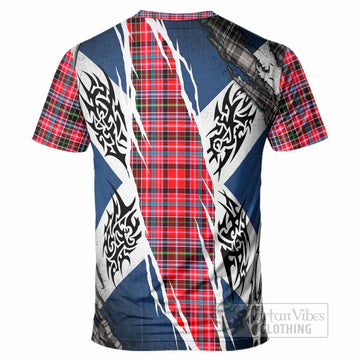 Udny Tartan Crest T-Shirt Scotland Flag Ripped Tribal Design