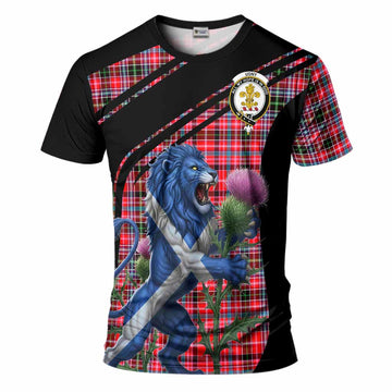 Udny Tartan Crest T-Shirt Scottish Lion Rampant Thistle
