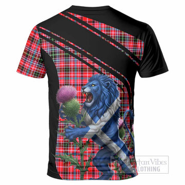 Udny Tartan Crest T-Shirt Scottish Lion Rampant Thistle