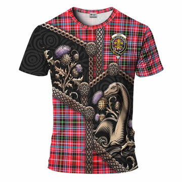 Udny Tartan Crest T-Shirt Scottish Thistle Loch Ness Monster