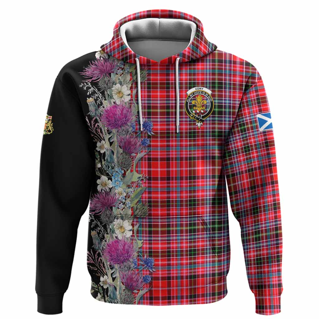 Udny Tartan Crest Thistle Floral Hoodie