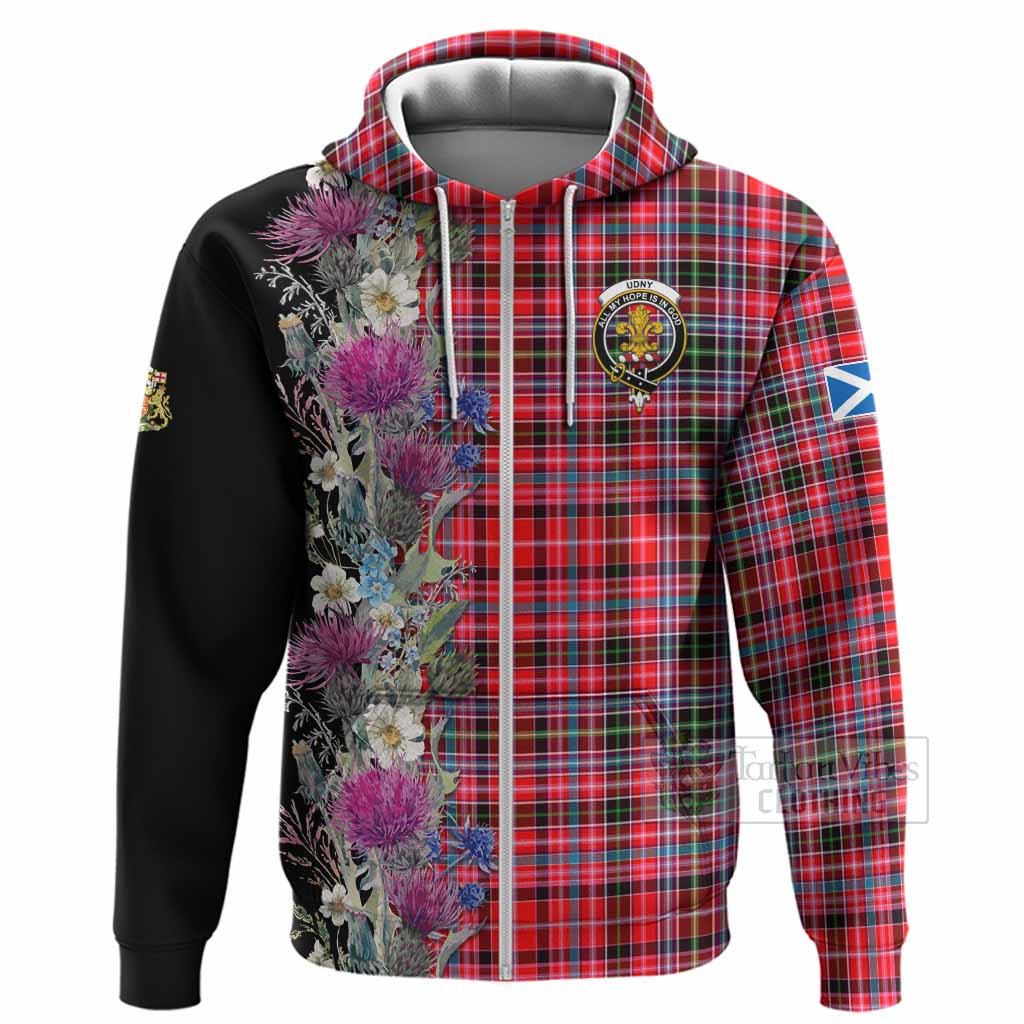 Udny Tartan Crest Thistle Floral Hoodie