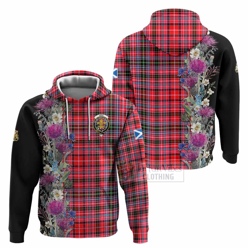 Udny Tartan Crest Thistle Floral Hoodie