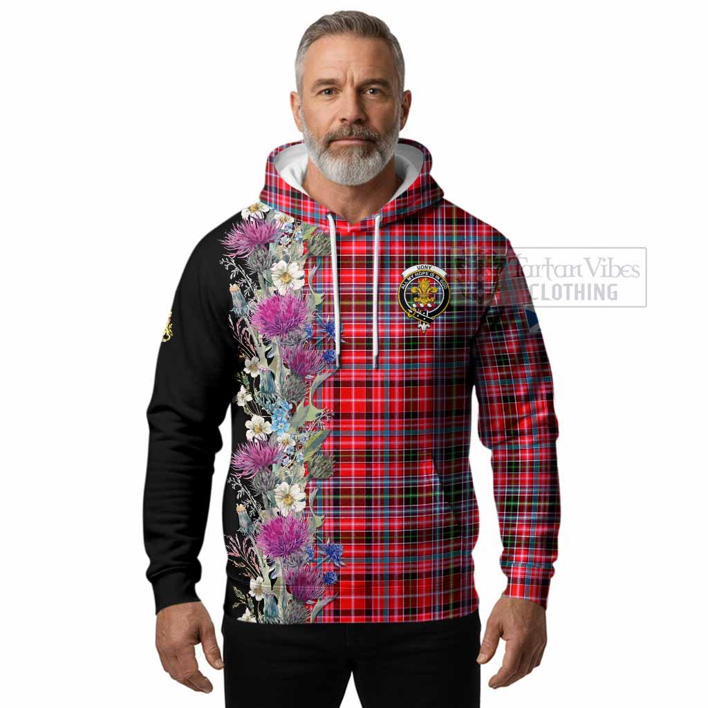 Udny Tartan Crest Thistle Floral Hoodie