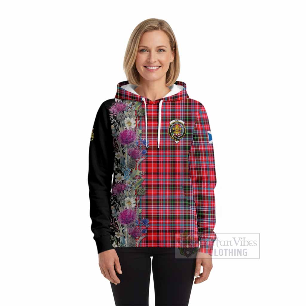 Udny Tartan Crest Thistle Floral Hoodie