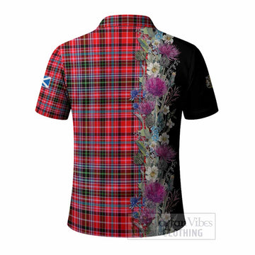 Udny Tartan Crest Thistle Floral Polo Shirt - Tartan Vibes Clothing