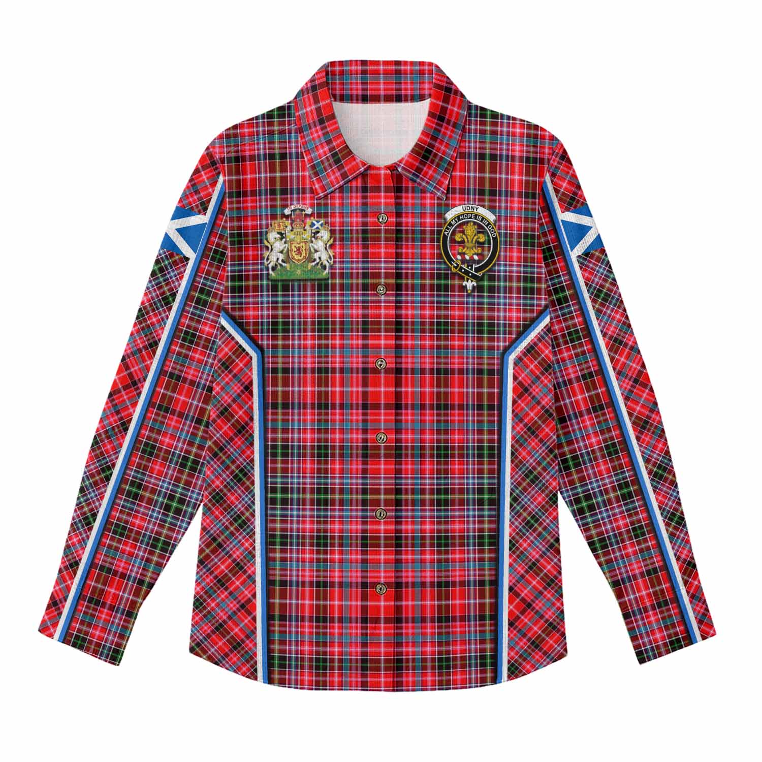 Udny Tartan Crest Women Casual Shirt Scotland Coat of Arm Flag Style - Tartan Vibes Clothing