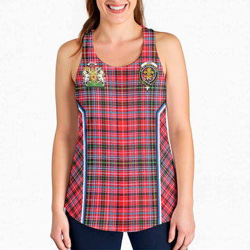 Udny Tartan Crest Women Racerback Tanks Scotland Coat of Arm Flag Style