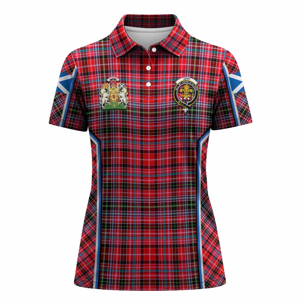 Udny Tartan Crest Women's Polo Shirt Scotland Coat of Arm Flag Style - Tartan Vibes Clothing