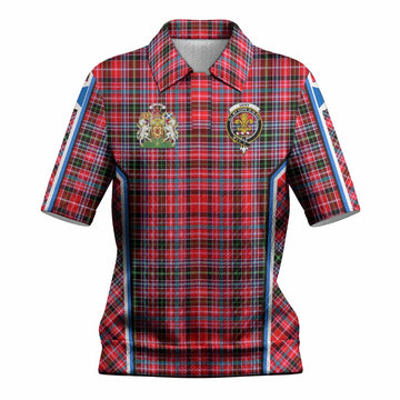 Udny Tartan Crest Women’s Polo Sweater Top Scotland Coat of Arm Flag Style