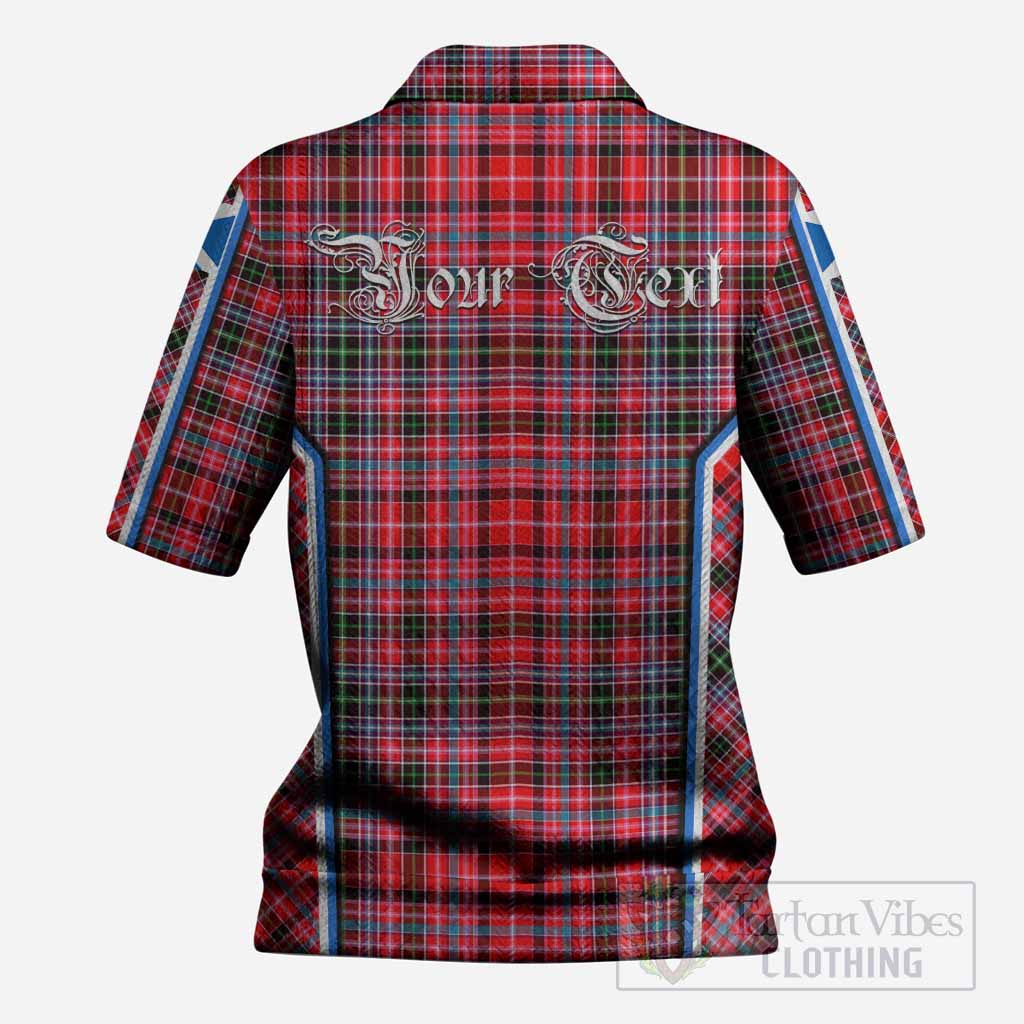 Udny Tartan Crest Women’s Polo Sweater Top Scotland Coat of Arm Flag Style