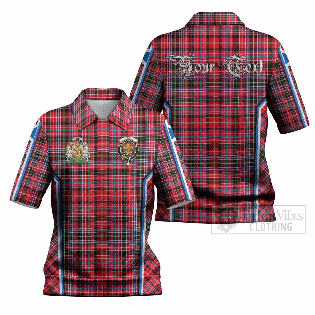 Udny Tartan Crest Women’s Polo Sweater Top Scotland Coat of Arm Flag Style