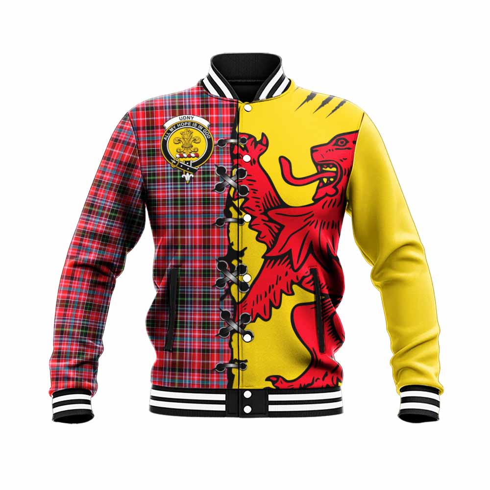 Udny Tartan Family Crest Baseball Jacket Lion Rampant Honor - Tartan Vibes Clothing