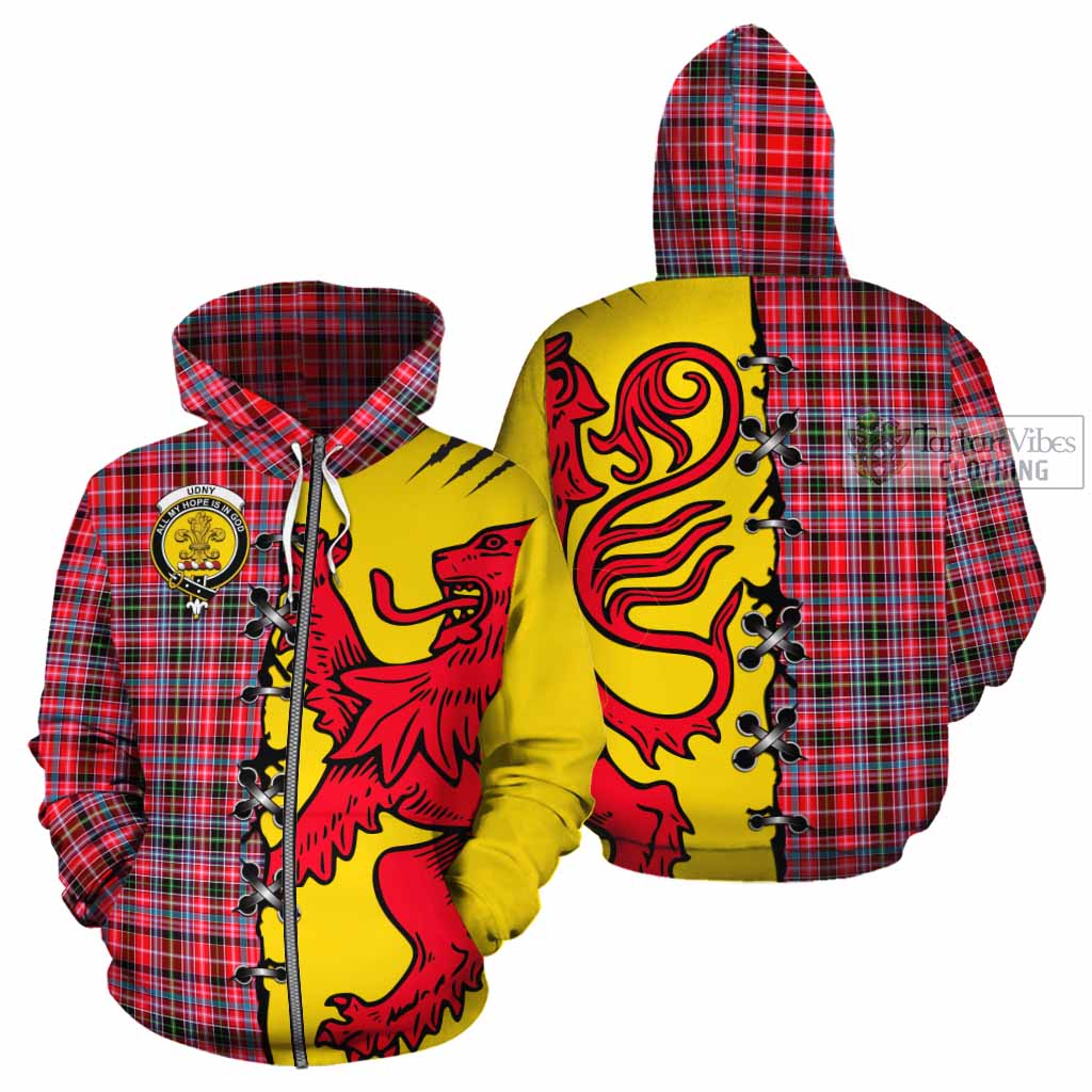 Udny Tartan Family Crest Cotton Hoodie Lion Rampant Honor - Tartan Vibes Clothing