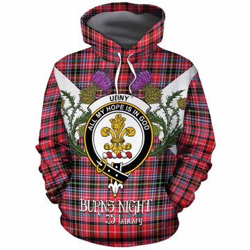 Udny Tartan Family Crest Cotton Hoodie Scottish Burns Night Thistle Floral