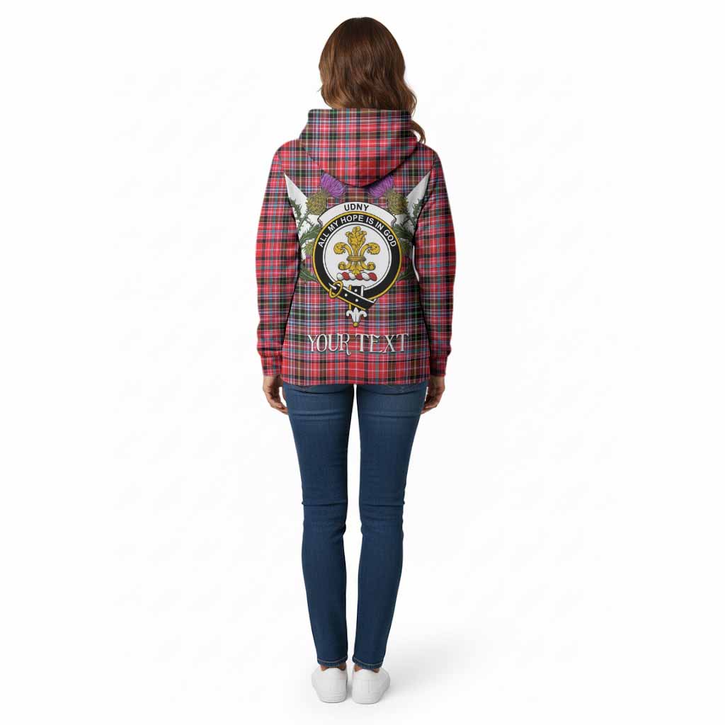 Udny Tartan Family Crest Cotton Hoodie Scottish Burns Night Thistle Floral
