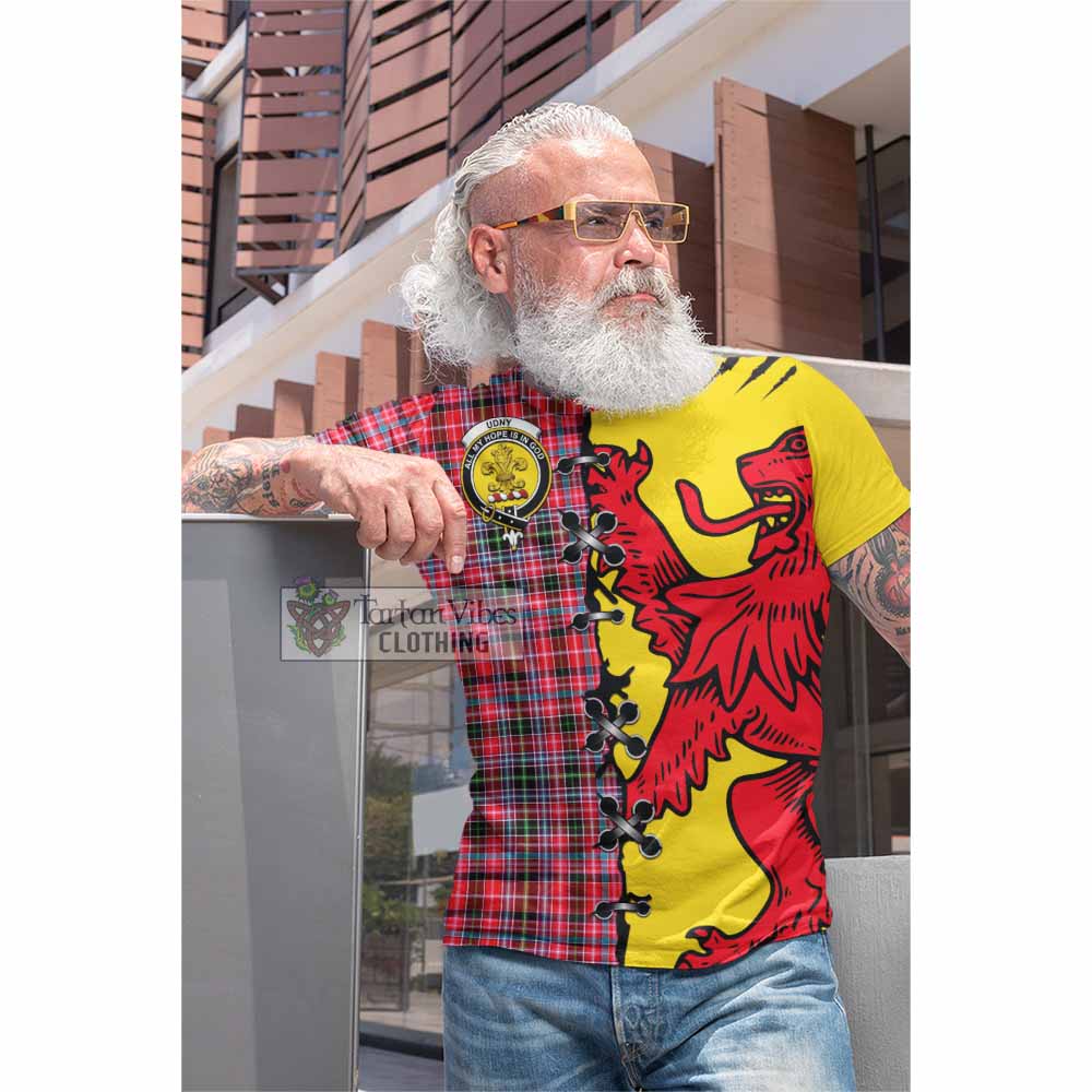 Udny Tartan Family Crest Cotton T-shirt Lion Rampant Honor - Tartan Vibes Clothing