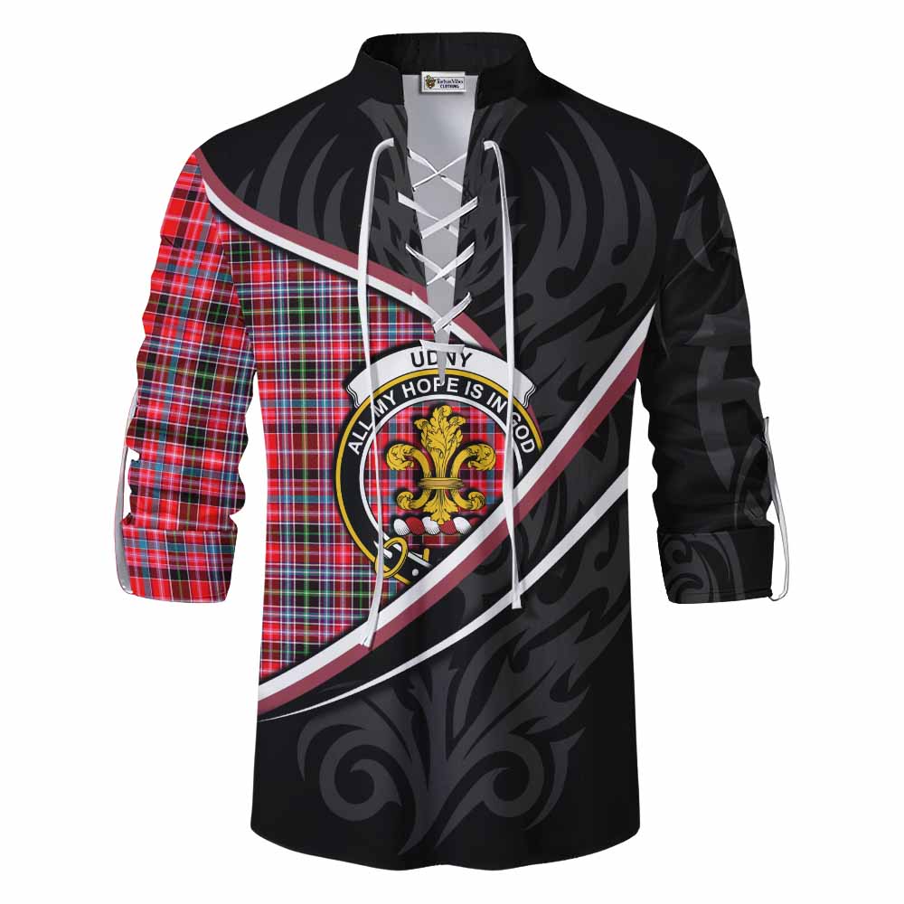 Udny Tartan Family Crest Ghillie Kilt Shirt Celtic Scottish Thistle Floral - Tartan Vibes Clothing