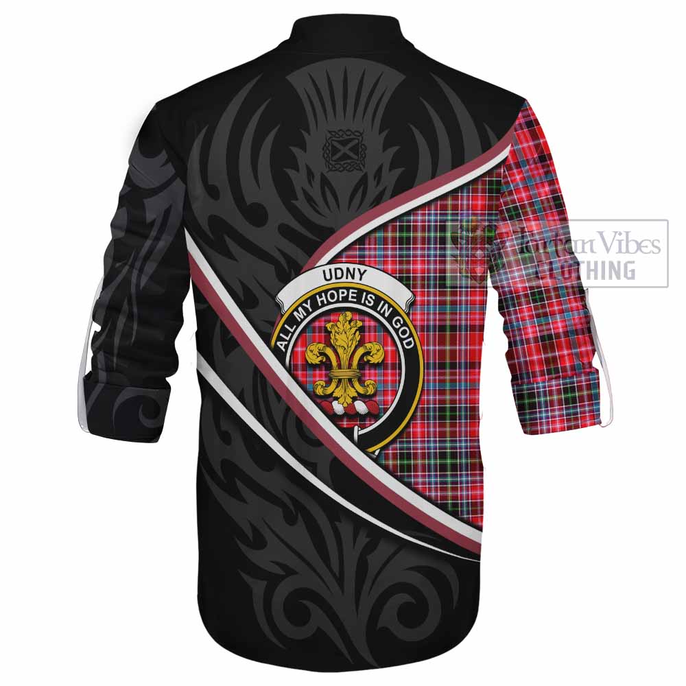 Udny Tartan Family Crest Ghillie Kilt Shirt Celtic Scottish Thistle Floral - Tartan Vibes Clothing