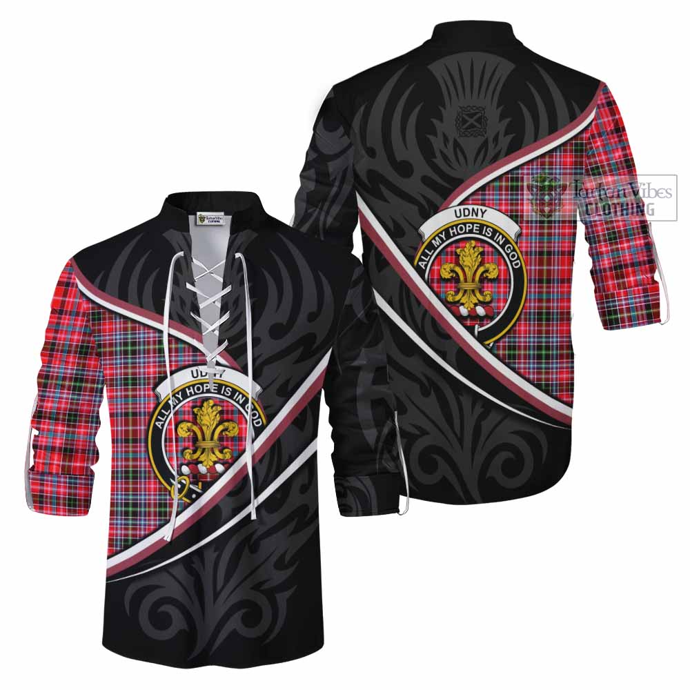 Udny Tartan Family Crest Ghillie Kilt Shirt Celtic Scottish Thistle Floral - Tartan Vibes Clothing