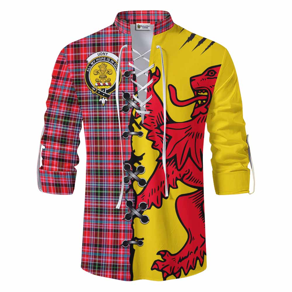 Udny Tartan Family Crest Ghillie Kilt Shirt Lion Rampant Honor - Tartan Vibes Clothing