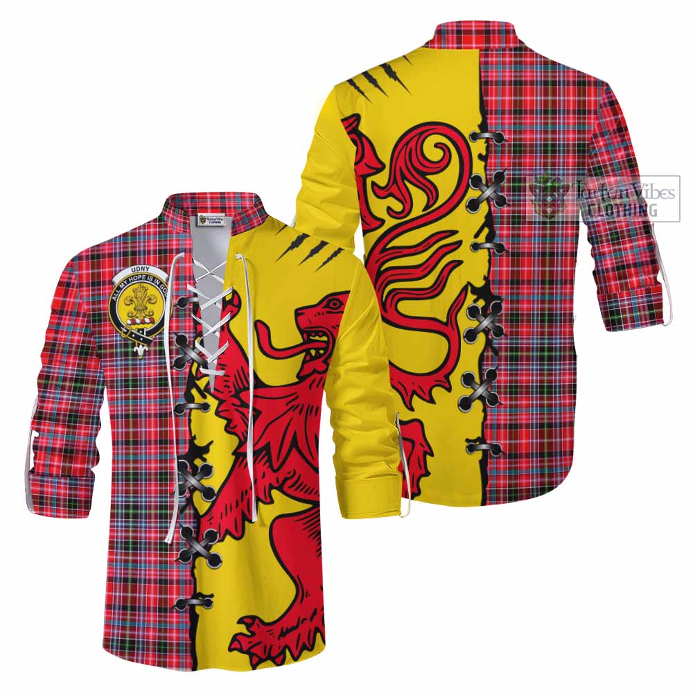 Udny Tartan Family Crest Ghillie Kilt Shirt Lion Rampant Honor - Tartan Vibes Clothing