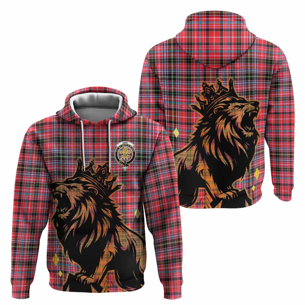 Udny Tartan Family Crest Hoodie Crowned Lion Roaring