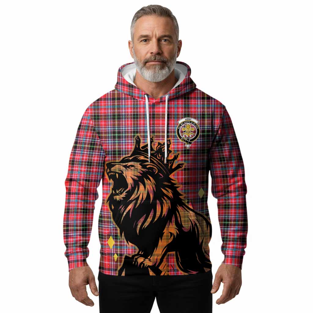 Udny Tartan Family Crest Hoodie Crowned Lion Roaring