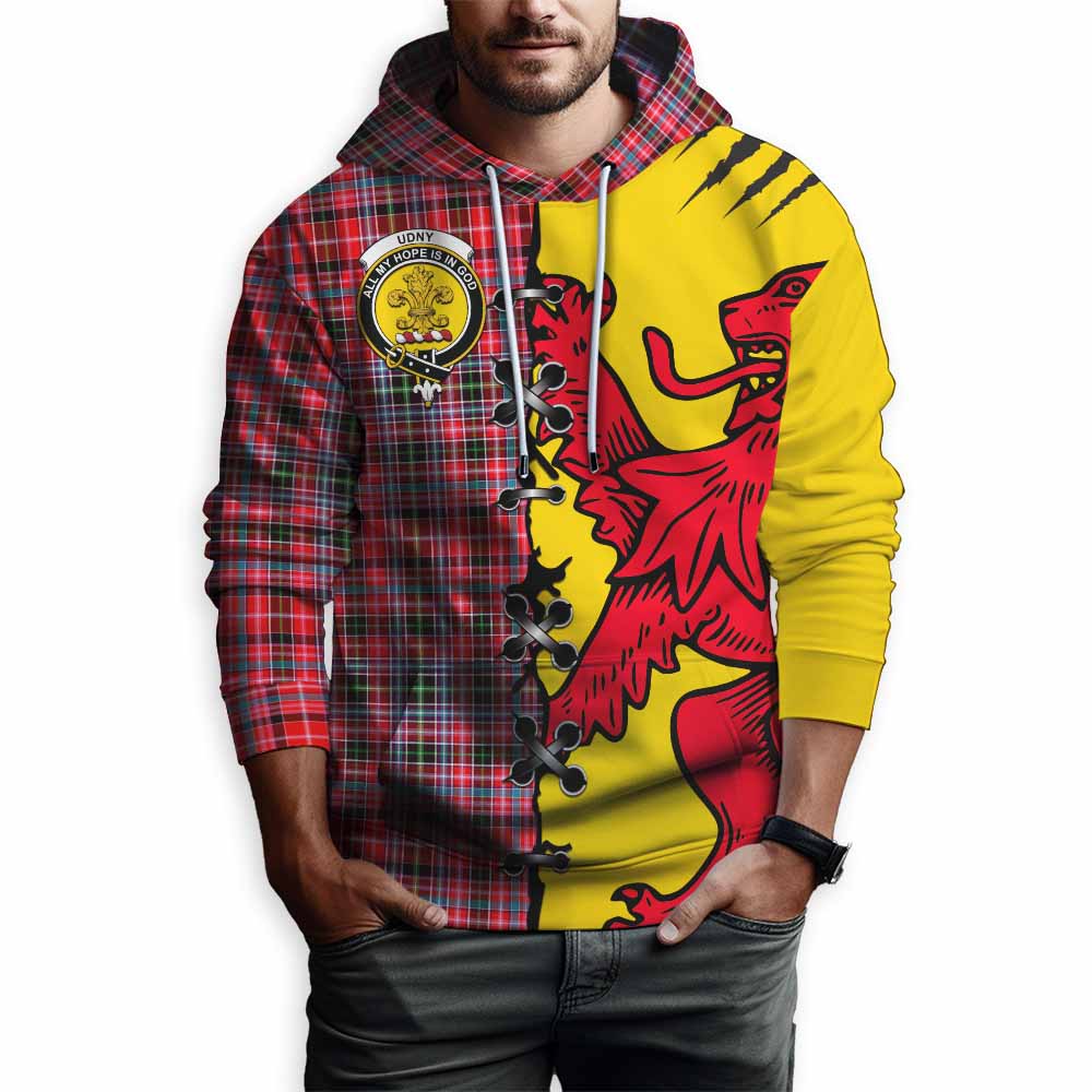 Udny Tartan Family Crest Hoodie Lion Rampant Honor - Tartan Vibes Clothing