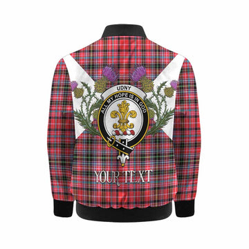 Udny Tartan Family Crest Kid Bomber Jacket Scottish Burns Night Thistle Floral