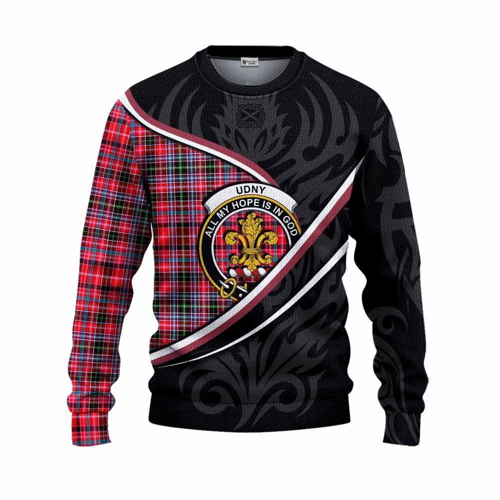Udny Tartan Family Crest Knitted Sweater Celtic Scottish Thistle Floral - Tartan Vibes Clothing