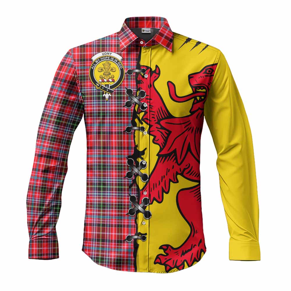 Udny Tartan Family Crest Long Sleeve Button Shirts Lion Rampant Honor - Tartan Vibes Clothing