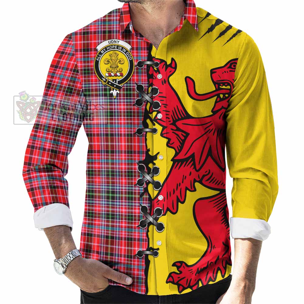 Udny Tartan Family Crest Long Sleeve Button Shirts Lion Rampant Honor - Tartan Vibes Clothing
