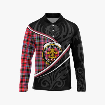 Udny Tartan Family Crest Long Sleeve Polo Shirt Celtic Scottish Thistle Floral - Tartan Vibes Clothing