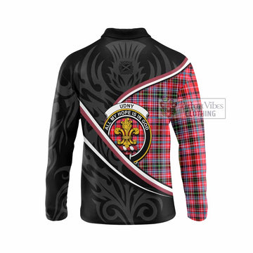 Udny Tartan Family Crest Long Sleeve Polo Shirt Celtic Scottish Thistle Floral - Tartan Vibes Clothing