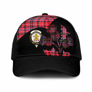 Udny Tartan Family Crest Mesh Trucker Cap Scotland Thistle Floral Flag Style