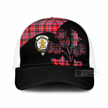 Udny Tartan Family Crest Mesh Trucker Cap Scotland Thistle Floral Flag Style