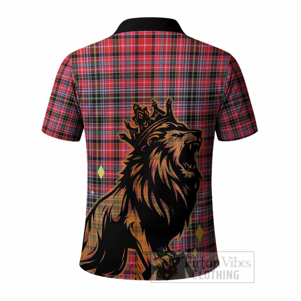 Udny Tartan Family Crest Polo Shirt Crowned Lion Roaring