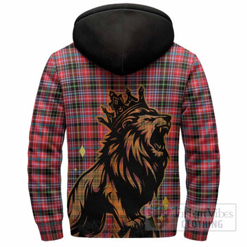 Udny Tartan Family Crest Sherpa Hoodie Crowned Lion Roaring