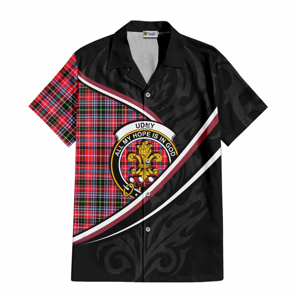 Udny Tartan Family Crest Short Sleeve Button Shirt Celtic Scottish Thistle Floral - Tartan Vibes Clothing