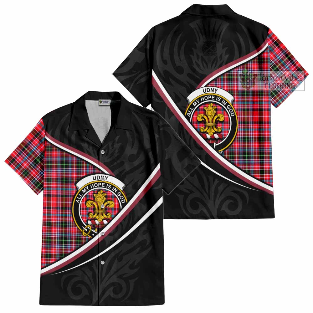 Udny Tartan Family Crest Short Sleeve Button Shirt Celtic Scottish Thistle Floral - Tartan Vibes Clothing