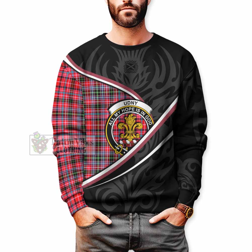 Udny Tartan Family Crest Sweatshirt Celtic Scottish Thistle Floral - Tartan Vibes Clothing