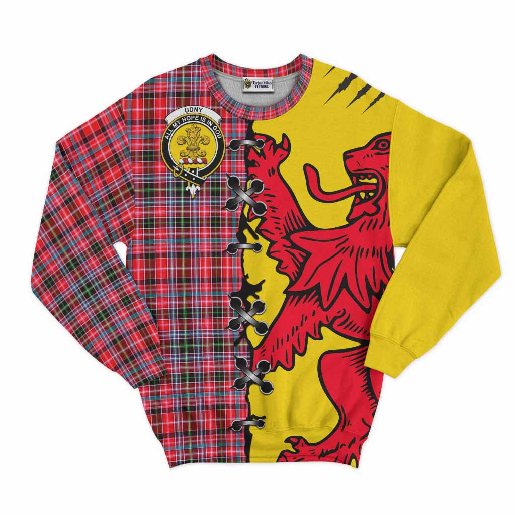 Udny Tartan Family Crest Sweatshirt Lion Rampant Honor - Tartan Vibes Clothing