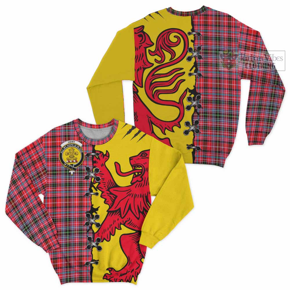 Udny Tartan Family Crest Sweatshirt Lion Rampant Honor - Tartan Vibes Clothing