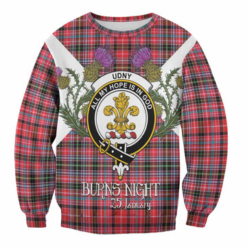 Udny Tartan Family Crest Sweatshirt Scottish Burns Night Thistle Floral