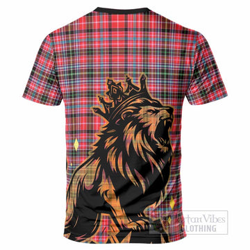 Udny Tartan Family Crest T-Shirt Crowned Lion Roaring